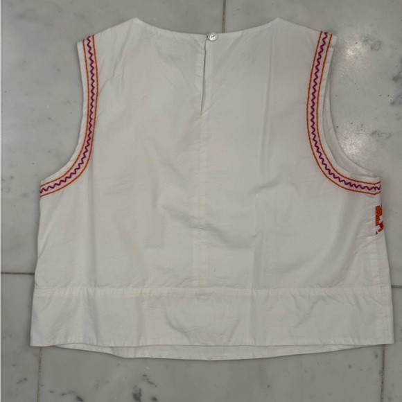 Julia Amory Embroidered White and Orange Sleeveless Top Size Small - Picture 3 of 3